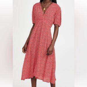 Faithfull the Brand Floral Puff-Sleeved Midi Dress